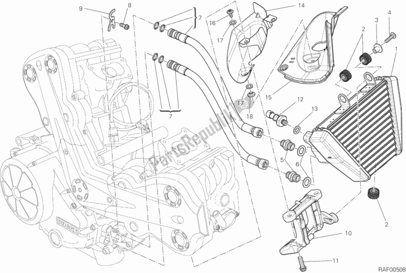 Tutte le parti per il Radiatore Dell'olio del Ducati Diavel Carbon FL 1200 2016